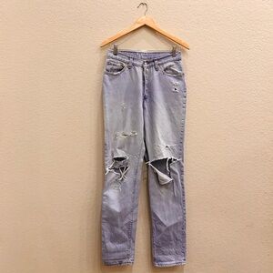 Levi's Light Blue Distressed Straight Leg Jeans Size 28